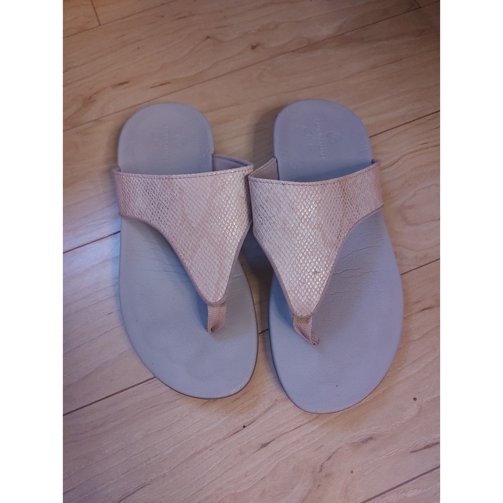 Clarks Cloudsteppers Sandals Womens 7M Flip Flop Gray Wedge Pink 25901‎